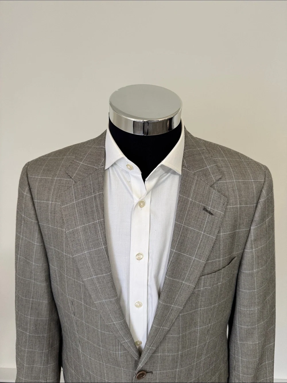 Brooks Brothers mens 40R cream plaid silk wool 2-button sport coat EUC